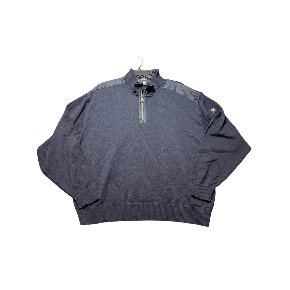Paul & Shark Quarter Zip Sweater Mens 3XL Navy Blue Good Merino Wool Yachting